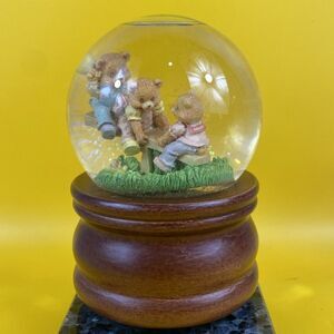 VTG MUSIC BOX~ 1993 Willits Design 3 Bears On A Seesaw Snow Globe